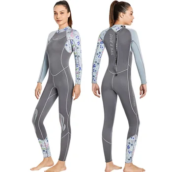 3mm топъл сърф костюм за жени, студоустойчив водолазен костюм за плуване с шнорхел, еднокомпонентен, дълъг ръкав, Cx59