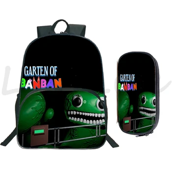 Garten of Banban Backpack 2бр Комплект Girl Boy Daily Schoolbag Детски анимационни раници Тийнейджър лаптоп чанта Softback Kids Bookbag