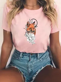 Wild Animal Trend Cartoon Women Print T-shirts Дамска мода Облекло Graphic Tee Casual Female Short Sleeve T Clothes