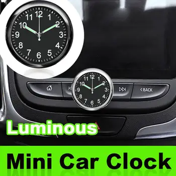 Mini Fashion Luminous Car Clock On Digital Watch Automobiles Stick Ornament Internal Mechanics Auto Accessories Quartz Cloc I6Y5