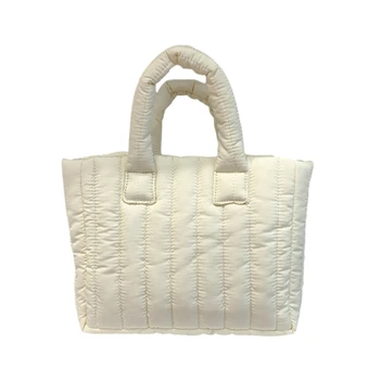 Голям капацитет Зимна чанта за рамо Твърди найлонови чанти Памучни ежедневни пазарски чанти за жени Мода Топ дръжка чанта