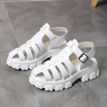 Нови отворени пръсти Дамски сандали Лято 2023 Мода Дишащи удобни сандали Жена клин катарама женски обувки Дамски обувки