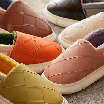 Нов продукт шевове двуцветен светлина луксозен стил класически обзавеждане на дома може да се носи топли кожени памучни обувки