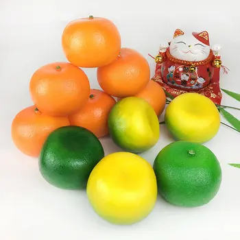 Симулиран оранжев фалшив плодов пяна модел Декорация на домашен дисплей Изкуствени плодове Фалшив зелен жълт оранжев орнаменти Фото подпори
