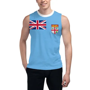 Тениска без ръкави Фиджи флаг 3D мъжки момчета тениска Фитнес зали Потници фитнес джогъри баскетбол обучение жилетка