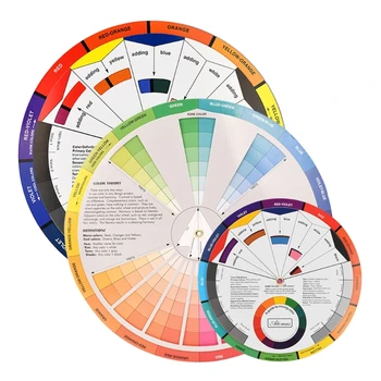3pcs Доставка Цветно колело диаграма Аксесоари за хартия Професионално оборудване Пигменти Колела