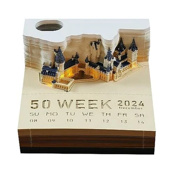 Бележки Scrapbook с календар куб замък LED 3D бележник лепкави бележки Scrapbook Коледа рожден ден подарък